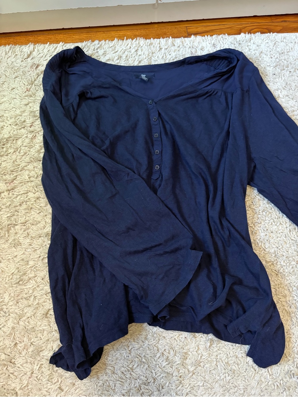 GAP Navy Button-Front Long Sleeve Henley